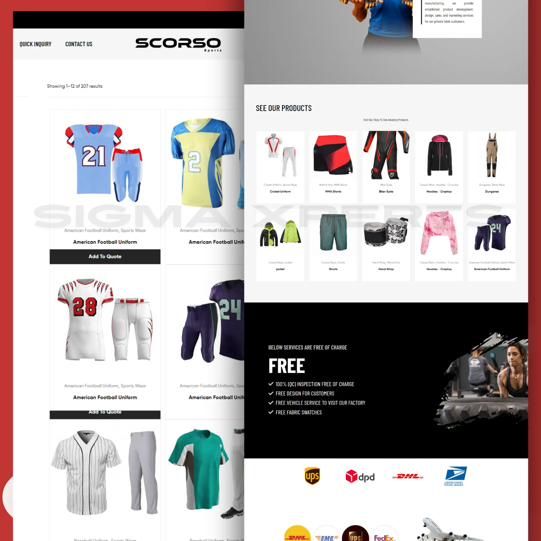 SCORSO SPORTS | Clothing Manufacturer developed by sigma xperts